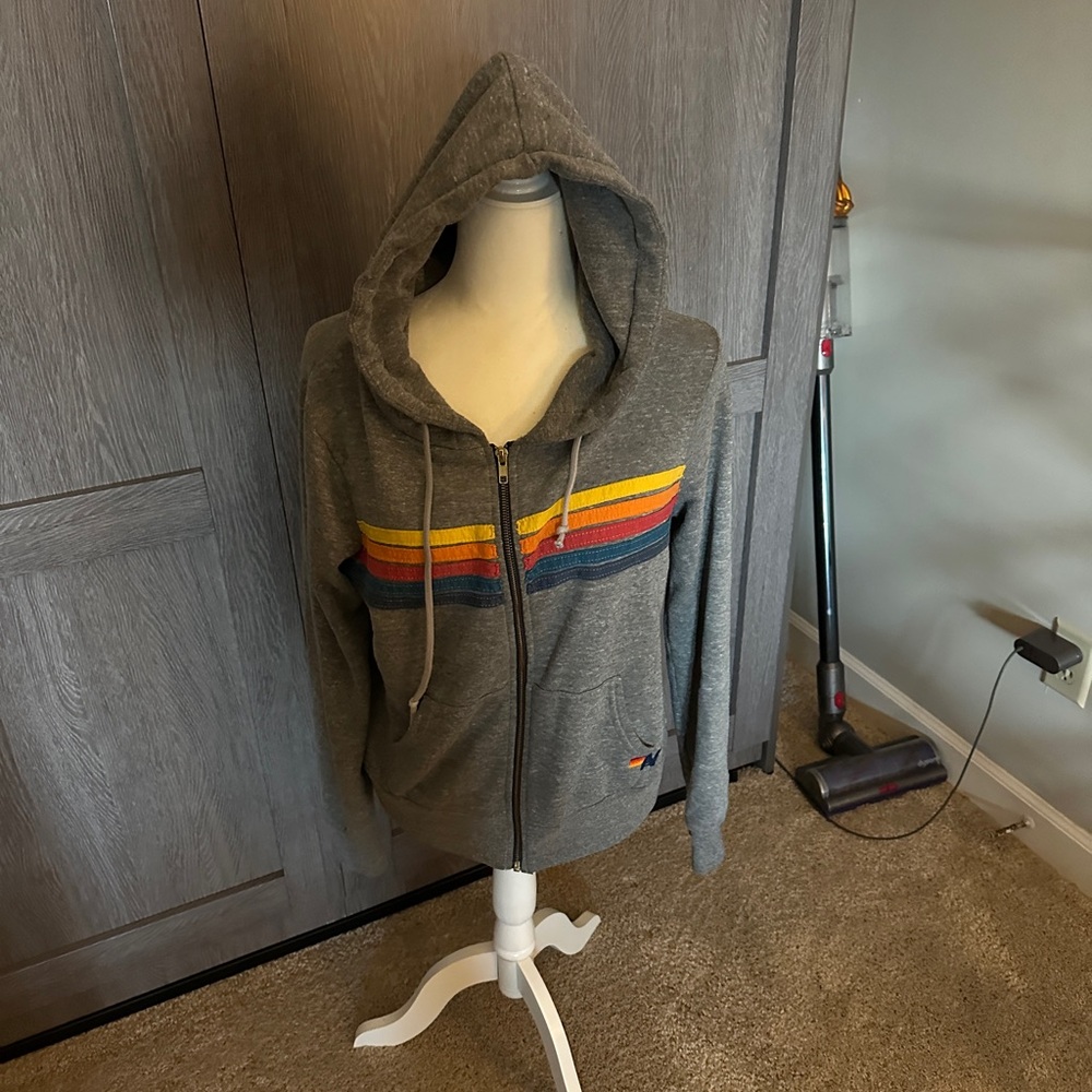 Aviator Nation Gray Hoodie with Orange Accent